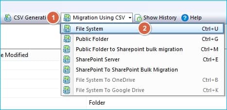 Click on the Select migration